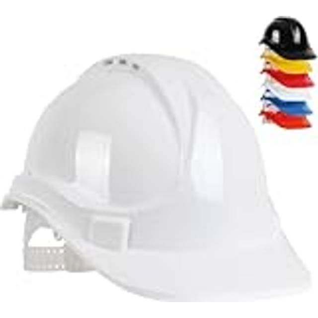 White Hard Hat, Safety Helmet, For Construction, Mens Womens Unisex, Work Hats, Builder, One Size Adjustable Head Strap, HDPE Protection, UK/EU