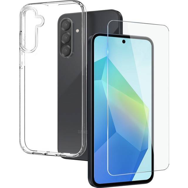 Samsung Galaxy A56 (5G) 2-i-1 Flexibelt Plast Skal & Härdat Skärmskyddsglas - Genomskinlig