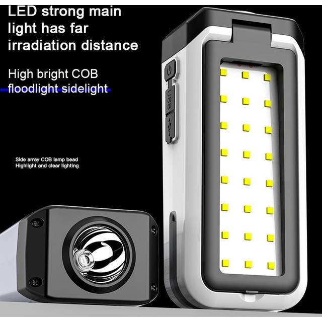 Outdoor Camping Light Multifunctional Folding Maintenance Work Light Portable Flashlight Power Bank white