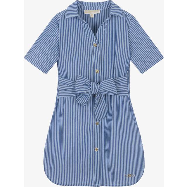 Michael Kors Kids Girls Blue Stripe Cotton Shirt Dress - 4 year