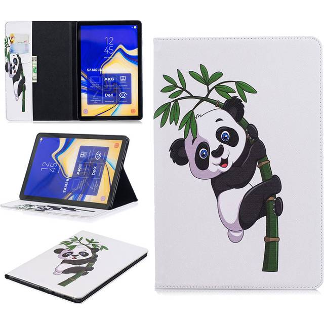 Samsung Galaxy Tab S4 PU-läderfodral med mönster - Panda Som Klättrar I Bambu