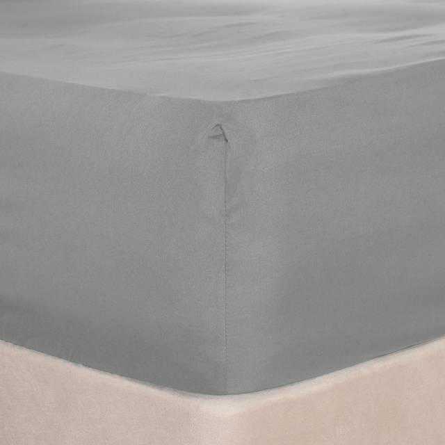 Brentfords Plain Dyed Deep Fitted Sheet, Grey - Double