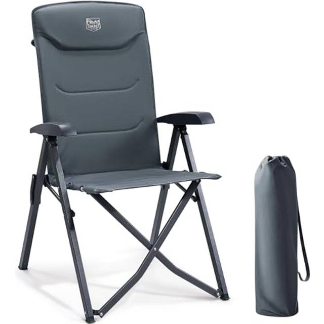 TIMBER RIDGE Camping Chairs for Adults Heavy Duty, Oversized Folding Garden Chair, High Back Outdoor Chair Luxury for Caravan Dining Beach Picnic, Adj
