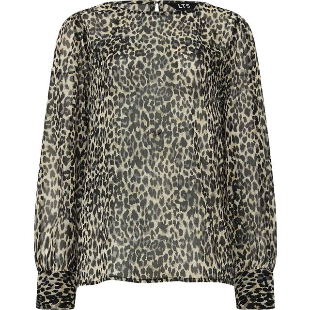 Lts Tall Natural Brown Sheer Leopard Print Blouse 24 Lts | Tall Women's Shirts & Blouses