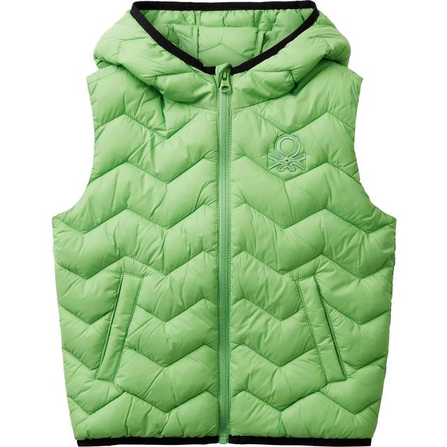Benetton Kids' Zig Zag Padded Down Gilet, Green