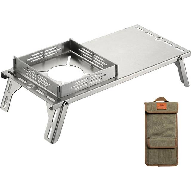 Portable Camping Stove Table Folding Camp Table Small Camping Table 5kg Load-Bearing Stainless silver