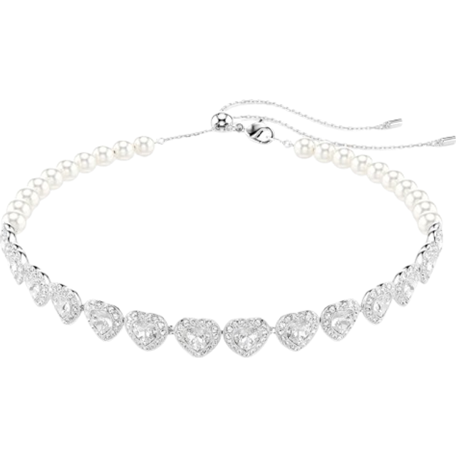 Ariana Grande X Swarovski Capsule White Crystal Heart Choker Necklace 5720861 - Silver