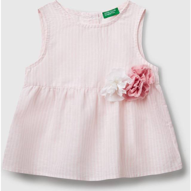 Benetton, Floral Blouse In Linen Blend, size 12-18, Pink, Kids