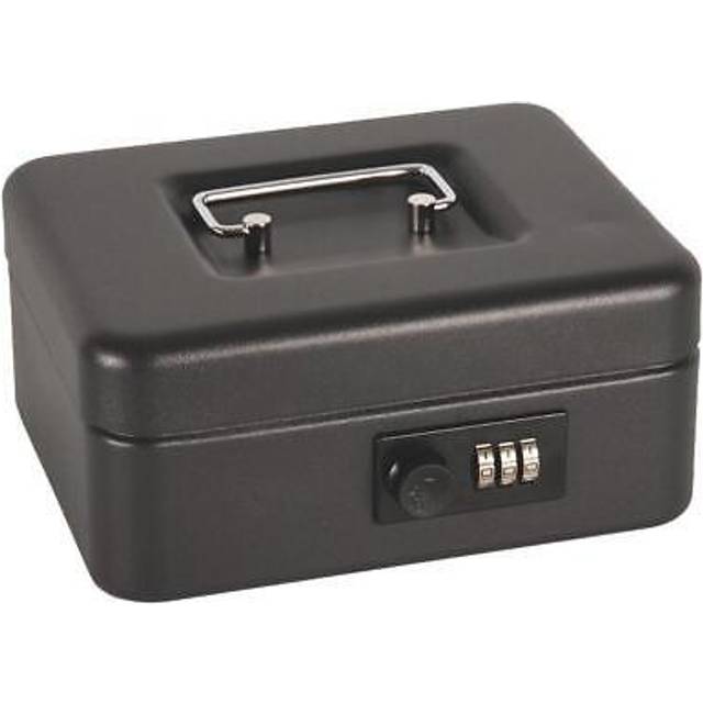 Cathedral 8 inch Steel Cash Box with Combination Lock, Black