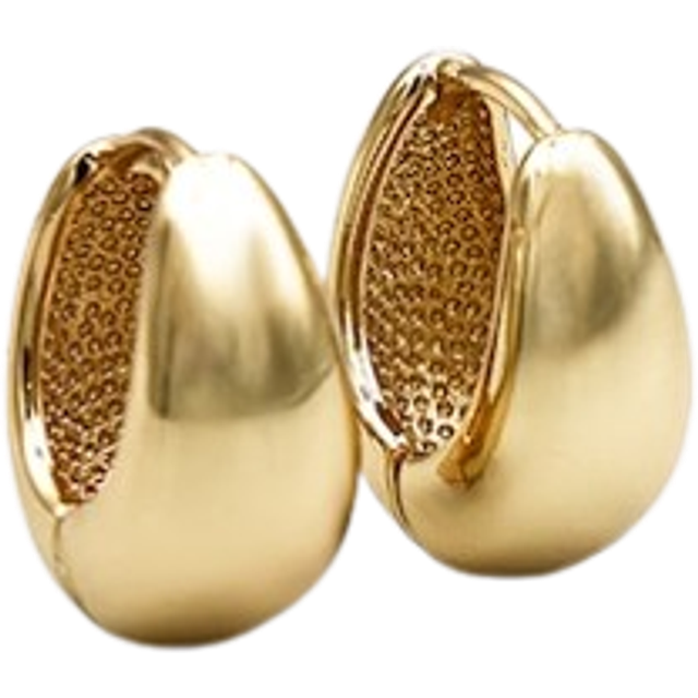 Real Gold Plated Drop Huggie Hoop Earrings, Yellow - One Size