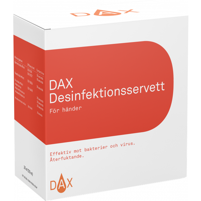 Handdesinfektion servett DAX - 17x22cm 6ml styckförpackade - 20 st