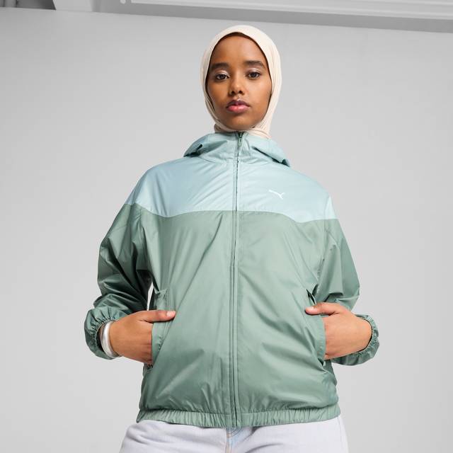 Women's Puma Essentials Relaxed Windbreaker Jacket, Green, Size XS, Clothing