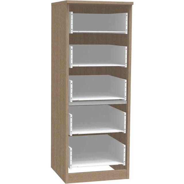 Modular bedroom - oak 5 drawer chest of drawers beside cabinet (carcass only)
