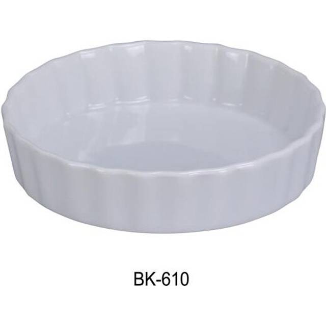 Yanco BK-610 42 oz Porcelain Quiche Dish, Super White - 9.75 x 1.25 in. - Pack of 12