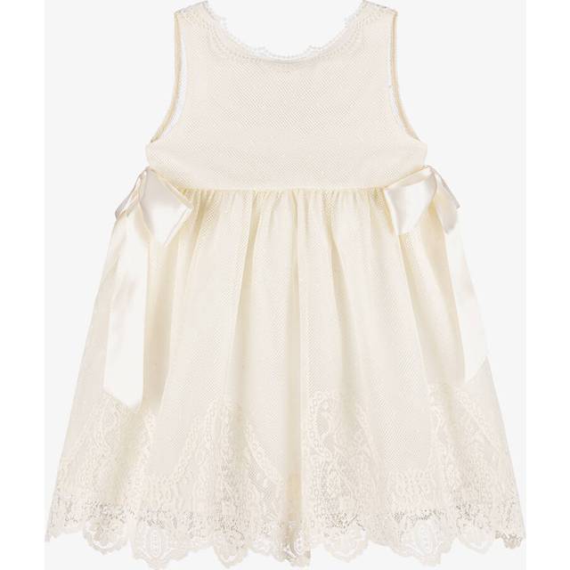 Foque Girls Ivory Lace Dress With Ribbon Bows - 3 year
