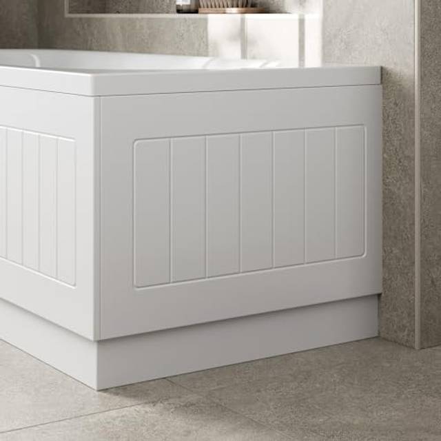 Ceramica White Gloss MDF Tongue and Groove Bath End Panel - 700mm