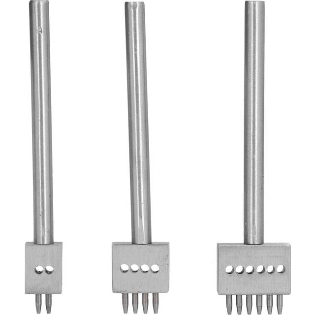 3Pcs Leather Perforated Tool Silver Tooth Durable Quick Easy DIY Leather Craft Tool Kits4mm