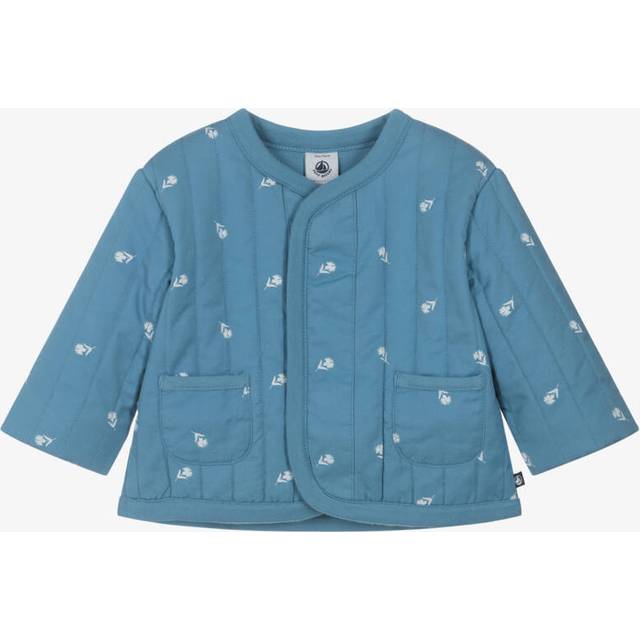 Petit Bateau Girls Blue Floral Quilted Cotton Jacket - 12 month