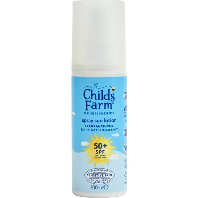 Childs Farm SPF 50+ Sun Lotion Spray 100ml Fragrance Free Sunscreen for Kids & Sensitive Skin