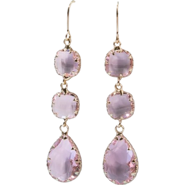 SHEIN 1 Pair Of Elegant High-End Metal Rimmed Crystal Clear Glass Earrings In Gold, Silver, Pink, Black, Colorful Options, Shining Luxury Earring Hooks Suit