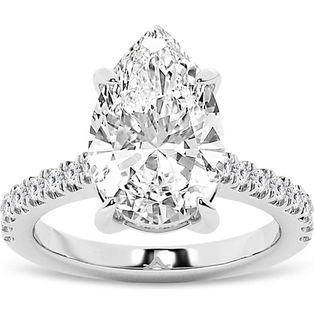 Bloomingdale's Fine Collection Lab Grown Pear & Round Cut Diamond Engagement Ring in 18K White Gold, 4.3 ct. t. w.
