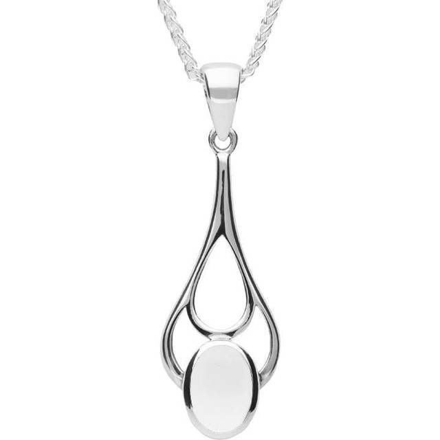 Sterling Silver Bauxite Oval Spoon Necklace - Silver