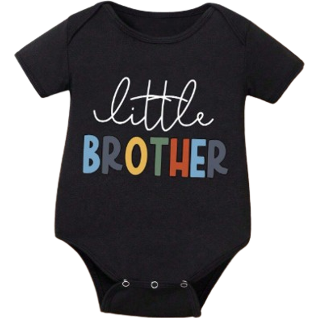 SHEIN Baby Boy Casual Triangle Romper With Colorful Slogan & Letter Print, Short Sleeve