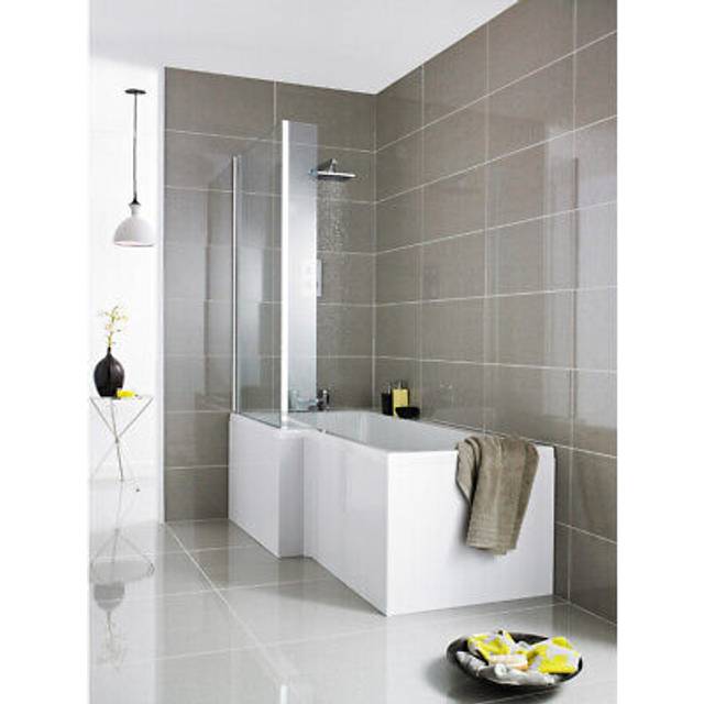 nuie 1700mm Square Showerbath Front Panel CW Fixing, White