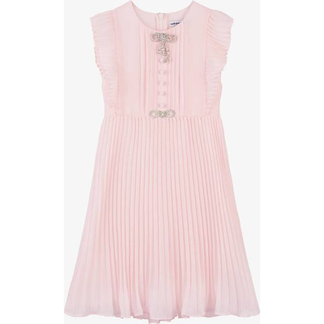 Self-Portrait Girls Pale Pink Crêpe Chiffon Dress - 5-6 year