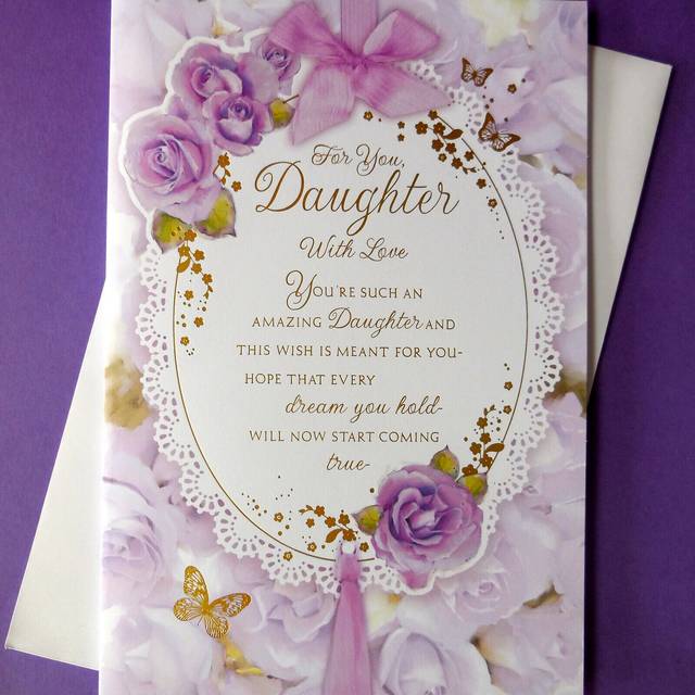 Daughter birthday card flowers with lovely special nice long verse large 9" x 6"