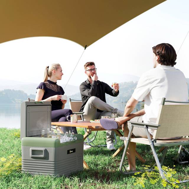Outsunny 30L Car Refrigerator 12V Portable Freezer for Camping, Light Green