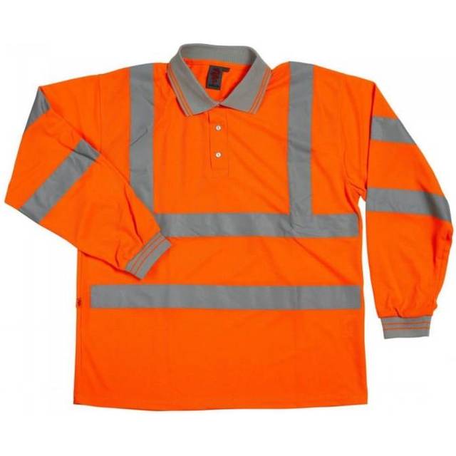 (3XL, Orange) Warrior Unisex Adult Long-Sleeved Safety Hi-Vis Polo Shirt