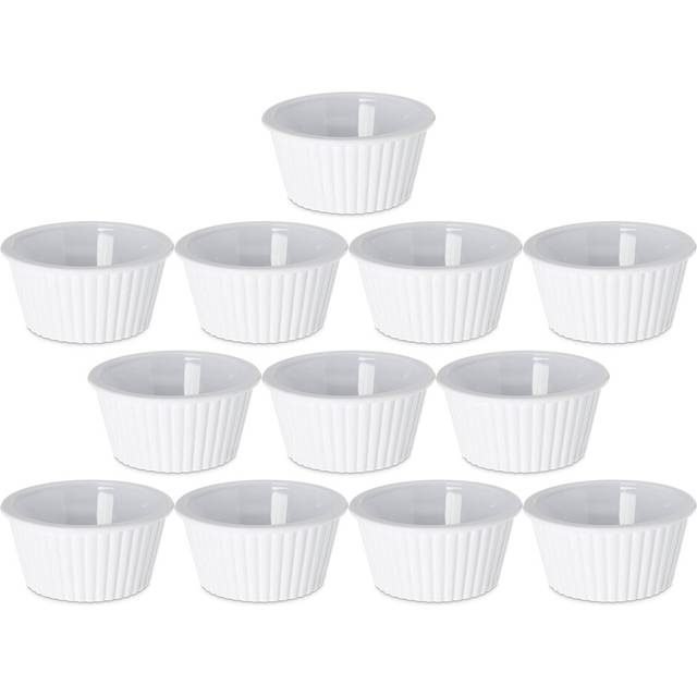 Set of 12 Plastic White Fluted Round Stackable 4 oz Ramekins - Perfect