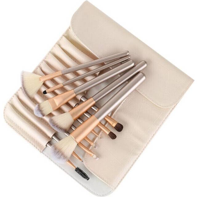 Professional Wooden Make Up Brushes Sets With Leather Storage Pouch Set of 12-24