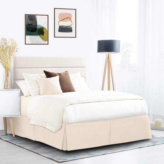 Nestl Cream Twin Bed Skirt  Twin Size Bed Skirt 14 Inch Drop  Brushed Microfiber Bed Skirts  Hotel Quality Pleated Bed Skirt