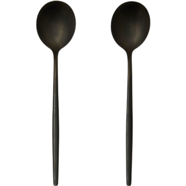 Hexham Set of 2 Black Serving Spoons - Stainless Steel