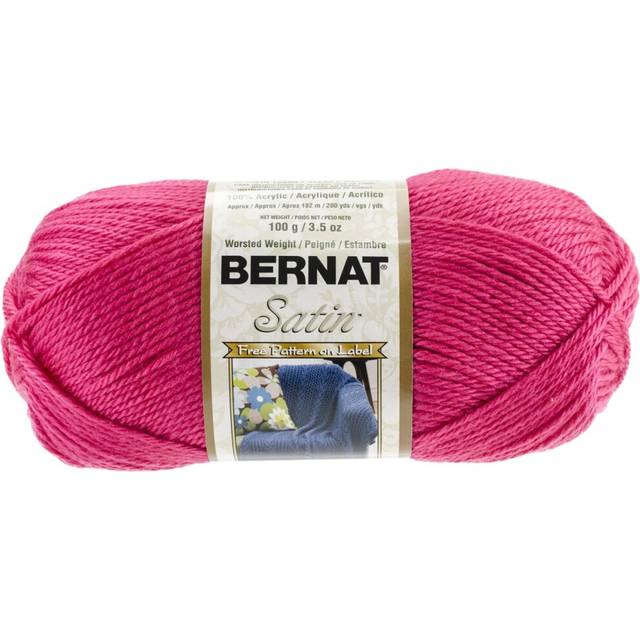 Bernat Satin Solid Yarn   Gauge 4 Medium Worsted 100 Acrylic  35oz  Fuchsia  Machine Wash  Dry
