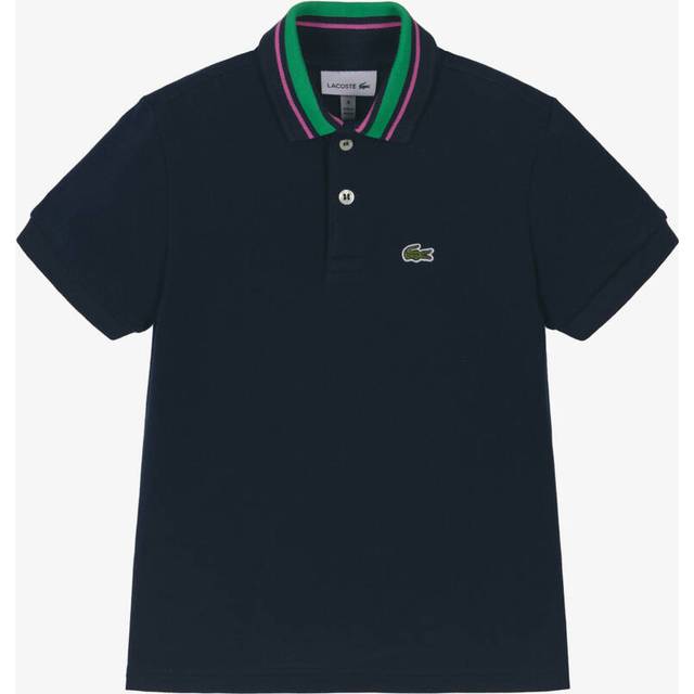 Lacoste Boys Navy Blue Piqué Striped Collar Polo Shirt - 5 year