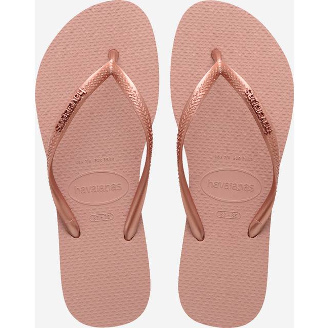 Havaianas - Women's Slim Logo Metallic - Sandals size 37/38, pink/brown