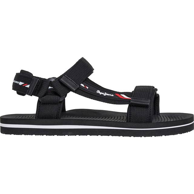 Pepe Jeans for man. PMS70161 Black strappy trek sandals (43), Flat, Velcro, Casual, Beachwear