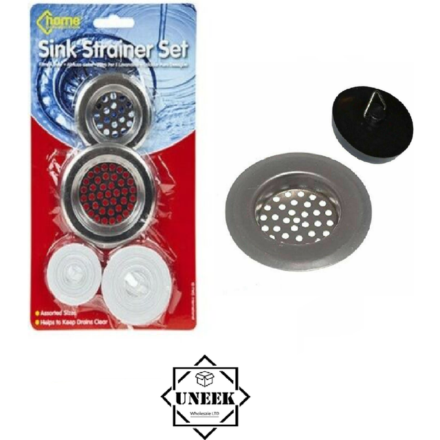 4pc metal sink strainer & plug set bath tub basin filter kitchen bathroom 830035