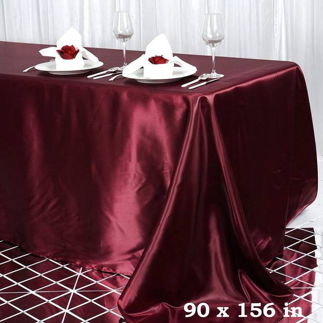BalsaCircle 90x156 inch Burgundy Satin Rectangle Tablecloth Table Cover Linens for Wedding Table Cloth Reception Events Kitchen