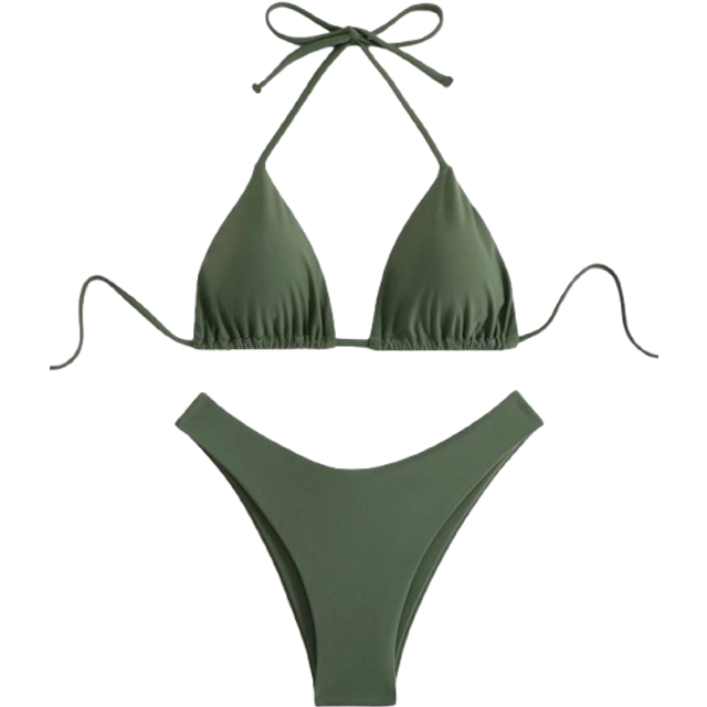 Swim Basics Women&#39;s Summer Beach Solid Color Halter Neck Sexy Bikini Set With Separate Bikini Set