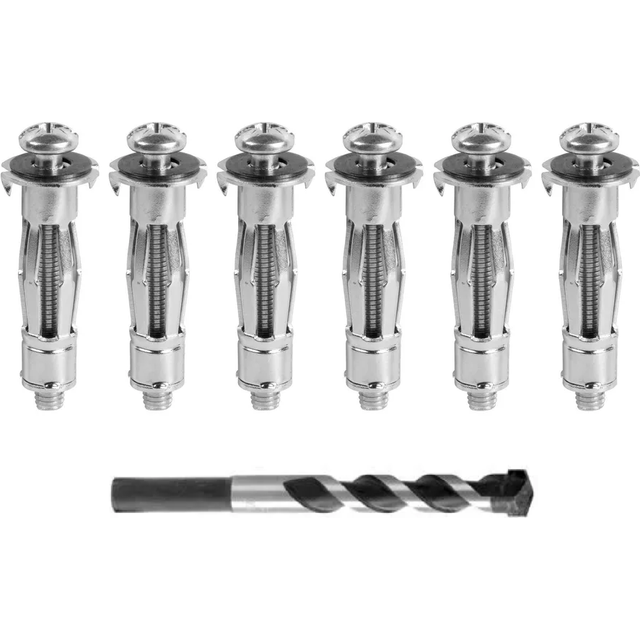 Plasterboard plugs x6 rawlplugs m4 x 38mm heavy duty anchor bolts & drill bit