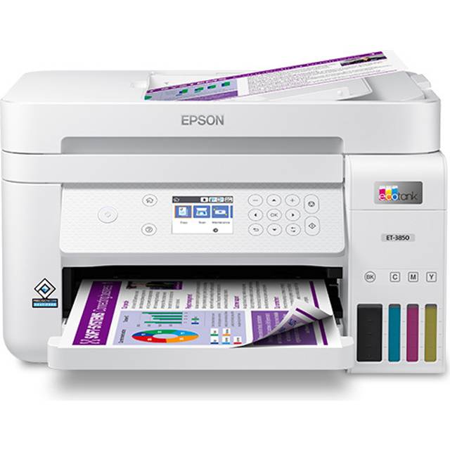 Epson EcoTank ET-3850 Three-In-One Wi-Fi Printer with High Capacity Integrated Ink Tank System, Black