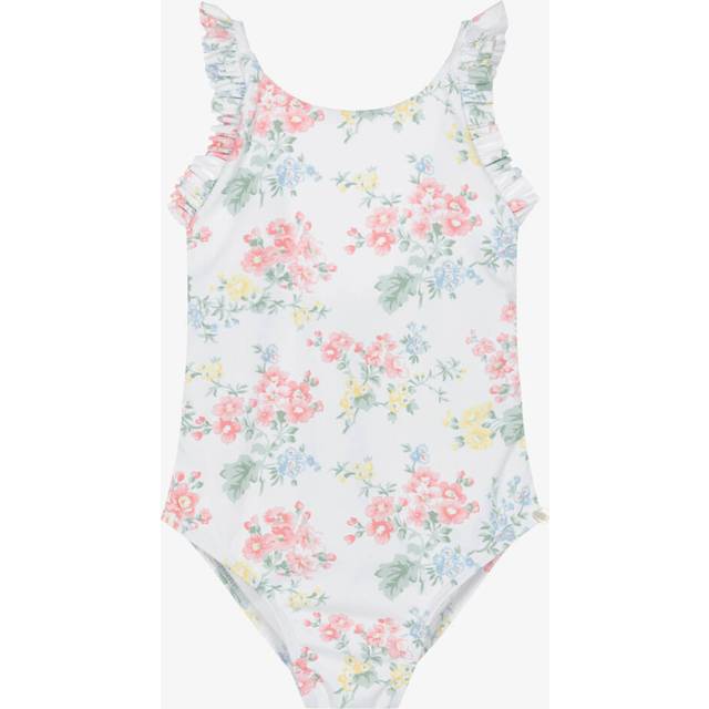 Tartine Et Chocolat Girls White Floral Ruffle Swimsuit - 4 year