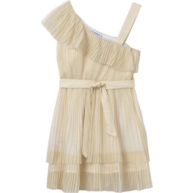 Mayoral Girls Sparkly Gold Pleated Dress - 8 year