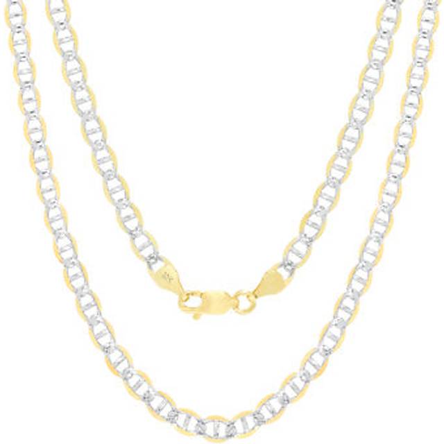 10k Yellow Gold Solid 4mm Pave Diamond Cut Mariner Anchor Chain Necklace 16-30