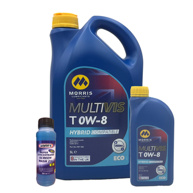 0W-8 Morris Multivis ECO T Fully Synthetic Engine Oil API SN 6L + Screen Wash