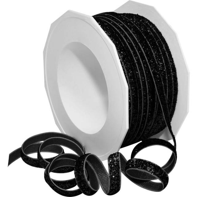 "Morex Ribbon 987 Velvet Glitter Ribbon  1/4"""" x 25 yd  Black"